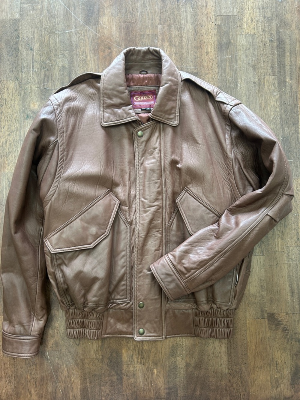 Classic Brown Lamb Leather Bomber Jacket